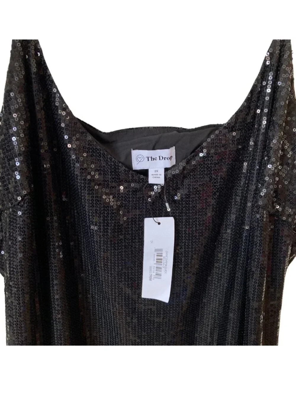 The Drop 2XL Black Sequin Midi Slip Dress NWT Party Cocktail Prom Wedding Glam - Picture 3 of 6